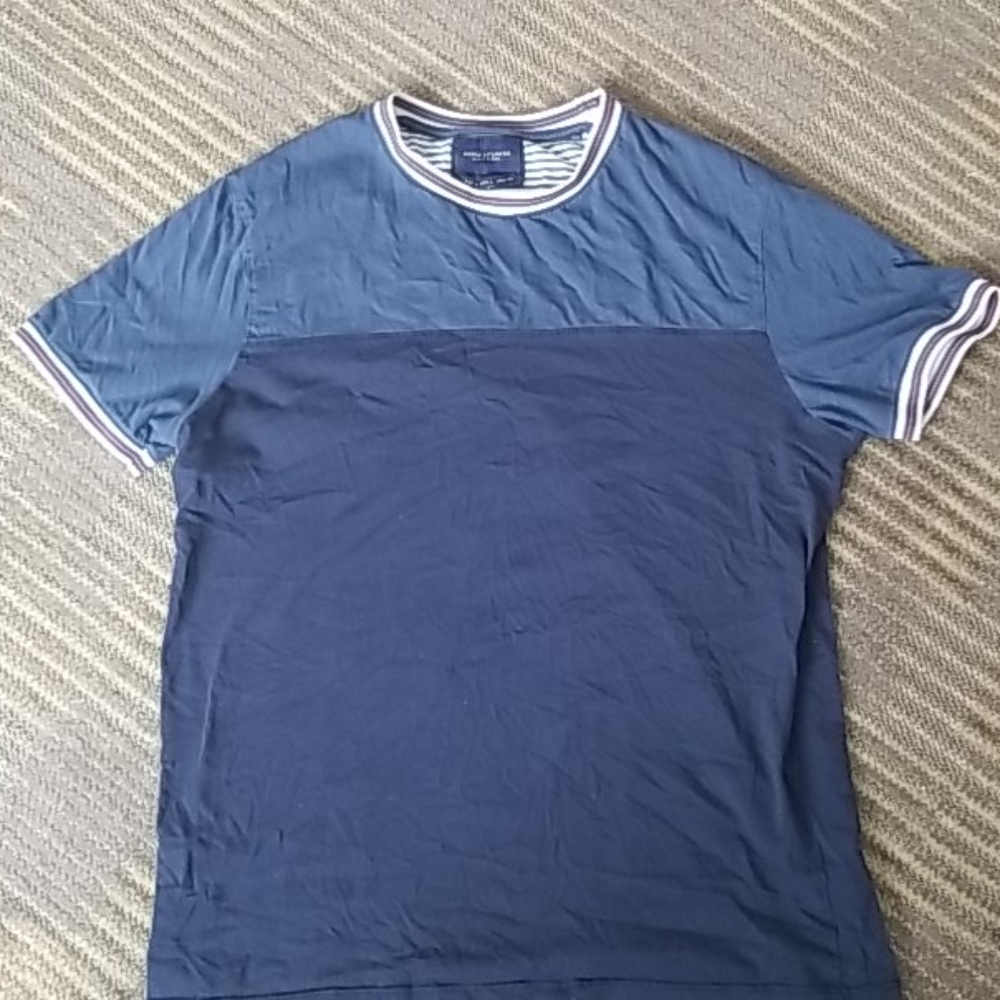 Size L denim and flower short sleeve
